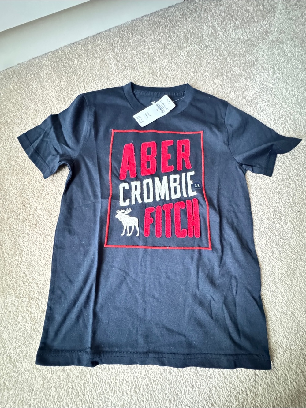 abercrombie kids Navy Tee with Red and White Logo - Picture 2 of 2